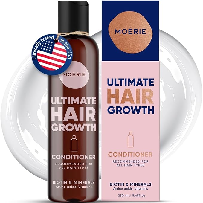 Moerie Ultimate Hair Growth Conditioner – For Longer, Thicker, Fuller Hair - Vegan Friendly Volumizing Hair Products – Paraben & Silicone Free – All Hair Types – Reverse Hair Loss – 8.45 fl oz (250ml)