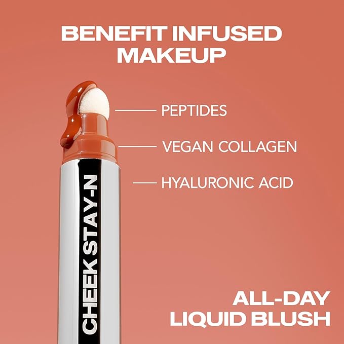 Sacheu Cheek STAY-N Liquid Blush for Cheeks — High Pigment, Buildable, Lightweight Cream Blush for Dewy & Radiant Flushed Cheeks — Long-lasting & Cruelty Free, I'm Hot