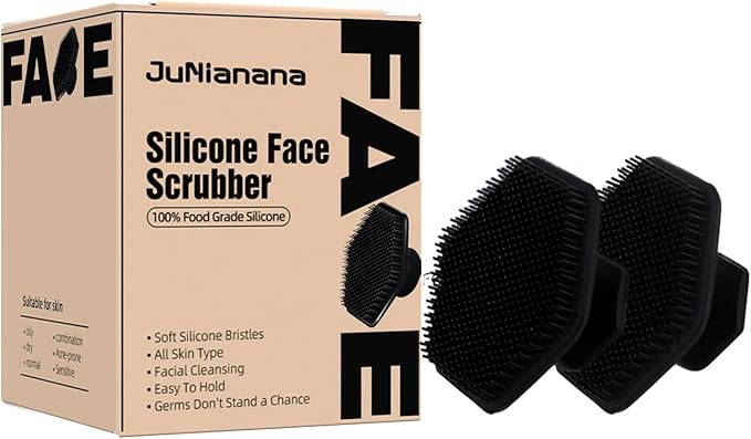 Silicone Face Scrubber - 2 Pack Face Exfoliator Scrub- Handheld Gentle Facial Cleansing for Sensitive, Dry Skin, Exfoliating Faceial Scrubber Tool for Men and Women(Black-2 Pack)