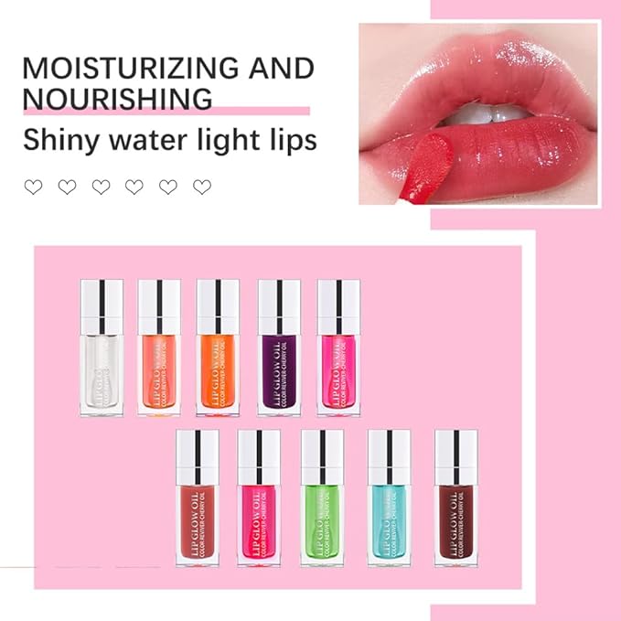 Hydrating Lip Glow Oil, Lip Oil Gloss Transparent Toot Tinted Nourishing Long Lasting Repairing Lightening Lip Lines (MAHOGANY) 0.2 OZ