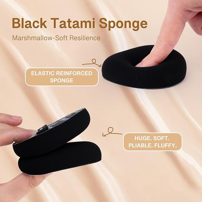 Black Denim Makeup Sponges,Blender Sponges for Foundation & Concealer, Non-Absorbent Rubycell, Large Beauty Sponge,Makeup on Details Targeted, Travel Friendly & Reusable,2pcs