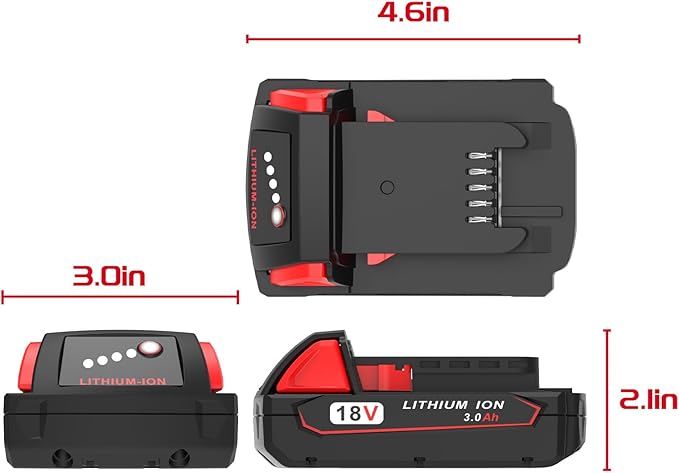 2 Pack 3.0Ah 18V Batteries Replace for Milwaukee M18 Battery Lithium lon 48-11-1815 48-11-1840, Compatible with Milwaukee m18 Battery Charger and 18 Volt Cordless Power Tools