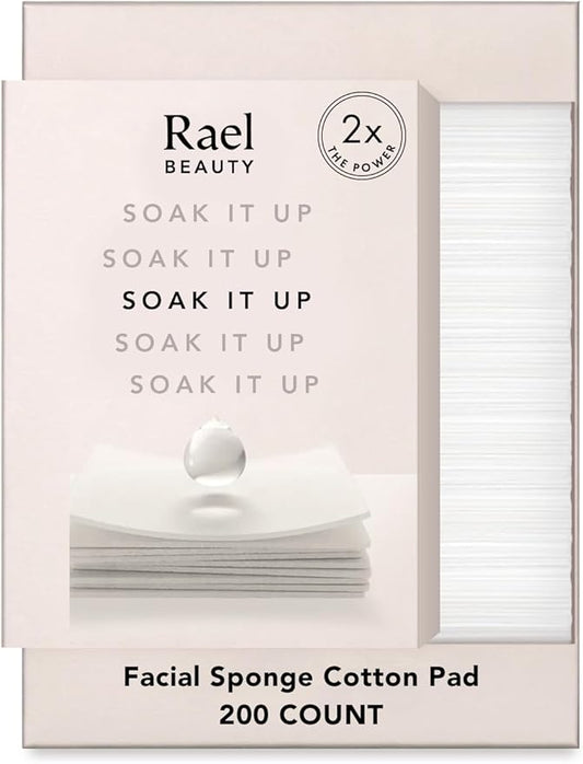 Rael Cotton Pads for Face - Facial Sponge, Square Pad Use with Toner, Makeup Remover, Lint-Free, Soft and Thin, Korean Skin Care (200 Count)
