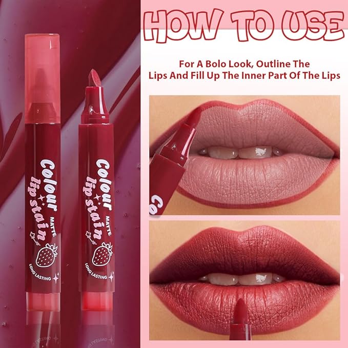 Lip Stain, Waterproof lip tint, Matte Color Look, Longlasting All Day Wear Lip Color, Smudge Proof Natural Finish, Precise Chisel Tip Marker,non sticky lip gloss,kiss proof lip color 06#