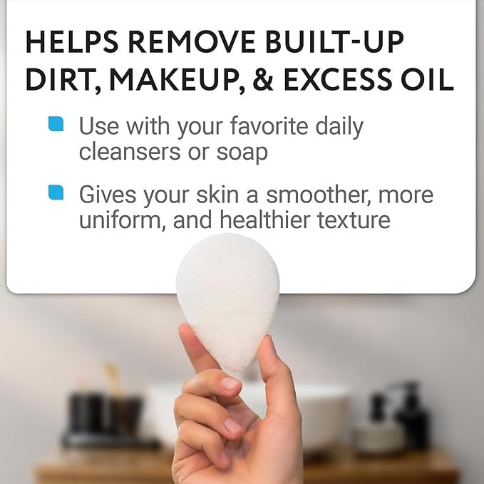 IMPRESA Facial Sponge - Daily Deep Cleansing Face Scrubber - Gentle Exfoliating Pads for Dead Skin Removal - Reusable Face Scrub Pads for Normal to Oily Skin - Pack of 10, White, Regular Puff Style