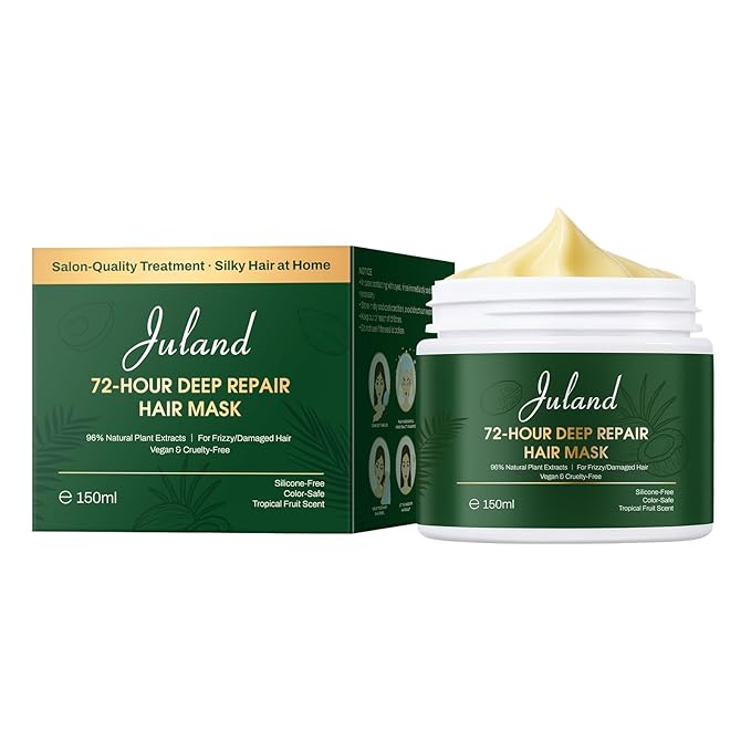 Juland Hair Mask, Collagen Hair Mask with Natural Amla Oil for Moisturization & Damage Repair, Hydroplex Technology for Stronger, Shinier Hair, 11 oz Revitalizing Treatment for Dry