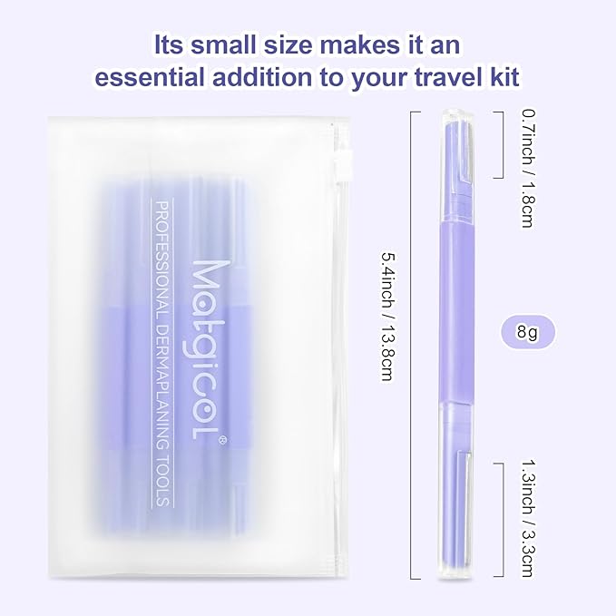 Dermaplane Razor for Women Face & Eyebrow - Dermaplaning Tool for Peach Fuzz Facial Hair Removal,High Precision Blade for Smooth Skin (Purple, 6 Count)