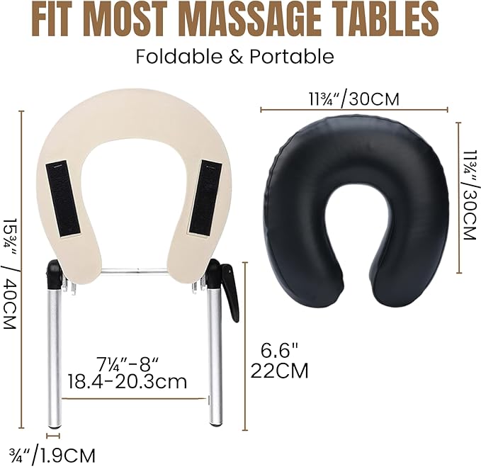 Massage Face Cradle with Cushion Massage Table Headrest, Fit Most Massage Table, Memory Foam, Adjustable (Aluminum Frame)