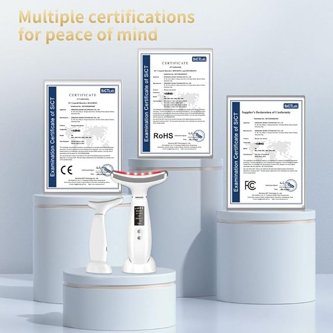 Red Light Therapy for Face and Neck, Facial Skin Care Tools, Micro-Current Vibration Facial Cold and Hot Service, Red and Blue LED Light, 4 Color LED Facial Light Therapy Device for Skin Care at Home