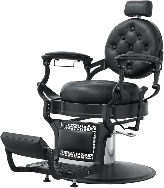 Barber Chair Hair Salon Chair,Heavy Duty 700 LBS, for Hair Stylist Barber Beauty Tattoo Massage(Black)