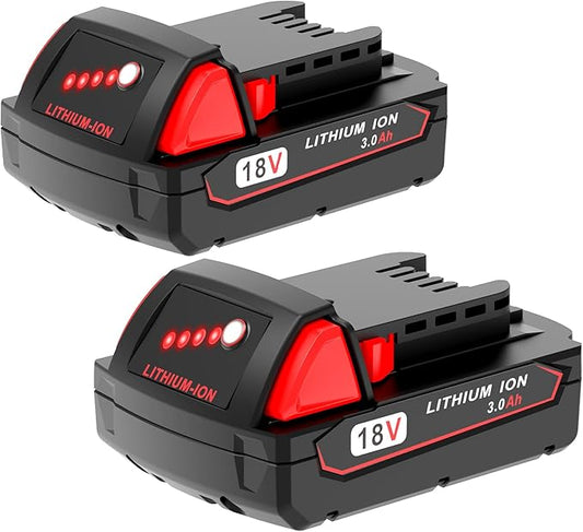 2 Pack 3.0Ah 18V Batteries Replace for Milwaukee M18 Battery Lithium lon 48-11-1815 48-11-1840, Compatible with Milwaukee m18 Battery Charger and 18 Volt Cordless Power Tools