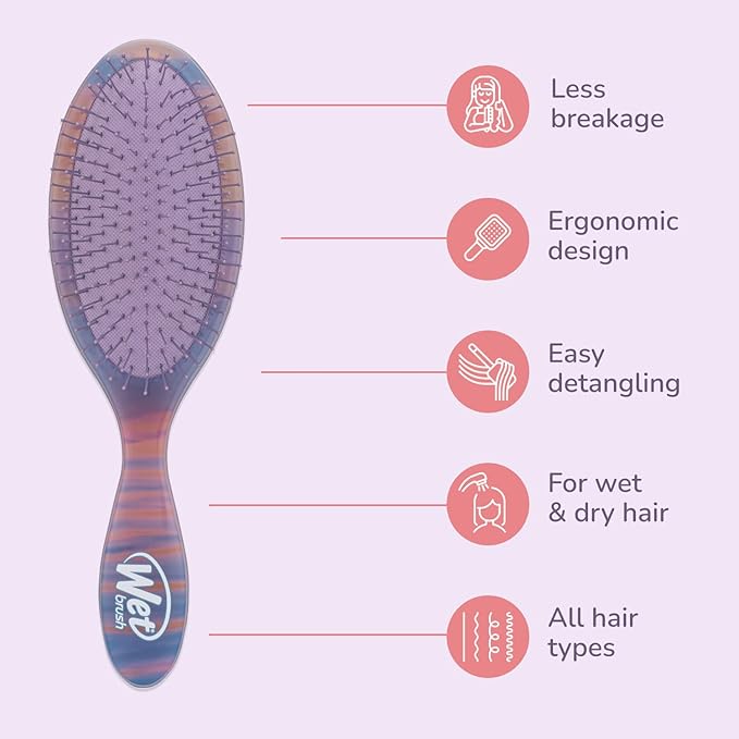 Wet Brush Original Detangler Hair Brush, Purple (Desert Afterglow), Ultra-Soft IntelliFlex Bristles, Detangling Bristles Glide Through Tangles (Wet Dry & Damaged Hair), Women & Men (2 Pack)