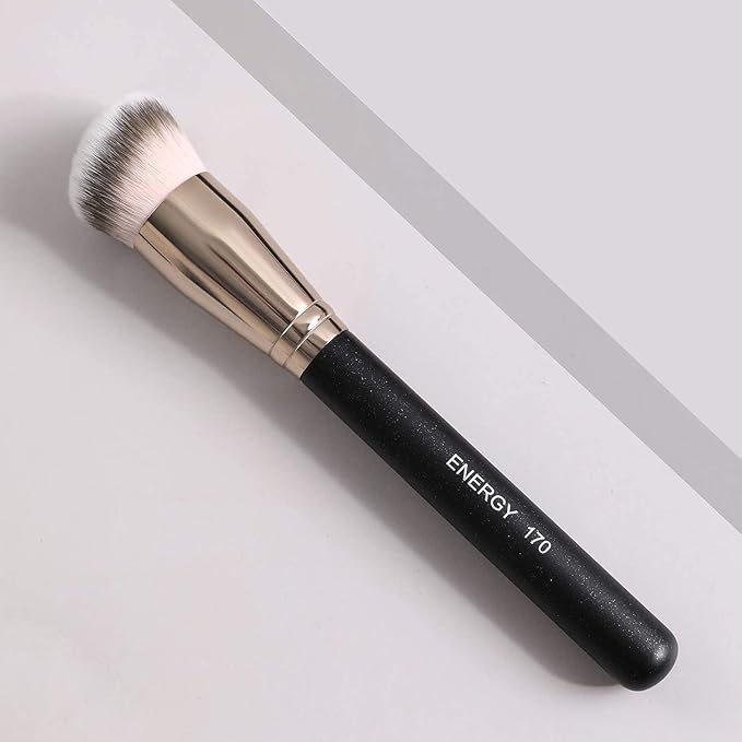 ENERGY Foundation Brush for Liquid Makeup Professional Synthetic Bronzer Brush for Full Coverage Cream Powder Cosmetics Blending Buffing Contouring Vegan application tool 170