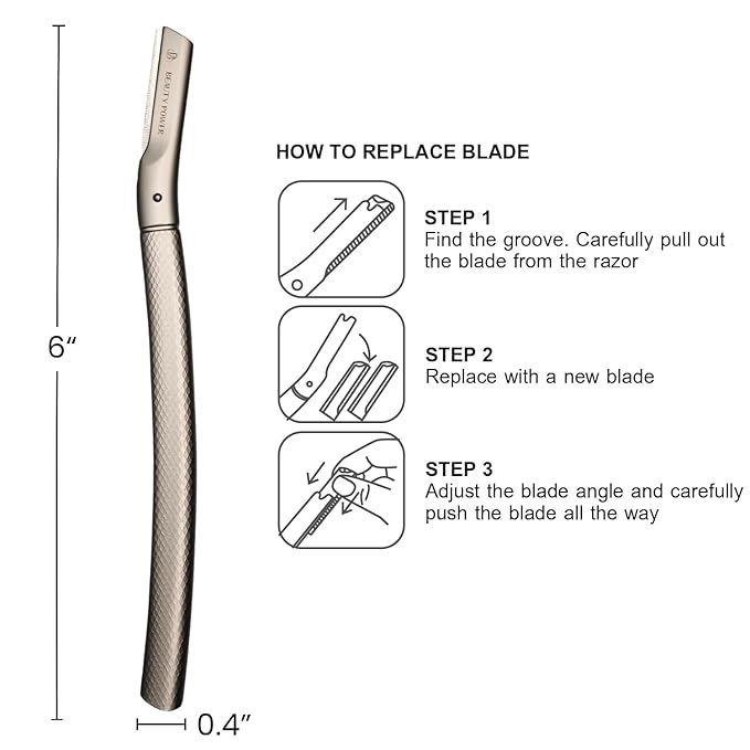 Eyebrow Razor with 6 Blades & Travel Case – Face Razors for Women & Men, Eyebrow Trimmer Shaper with Precision Cover, Facial Shaver & Dermaplaning Tool for Smooth Skin (Silver)