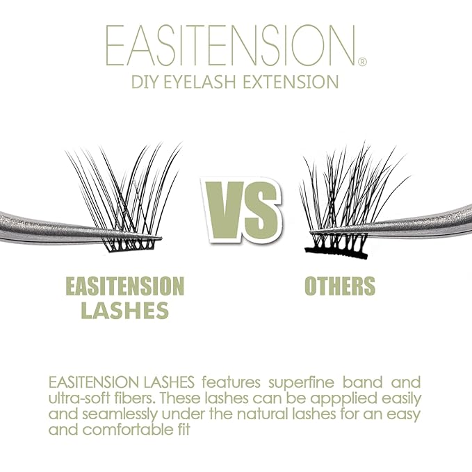 DIY Eyelash Extension, Glue Bonded Band Individual Lash 12 Clusters Natural Lashes Set, Home Eyelash Extension, C curl Lashes Pack (12MM-Natural)