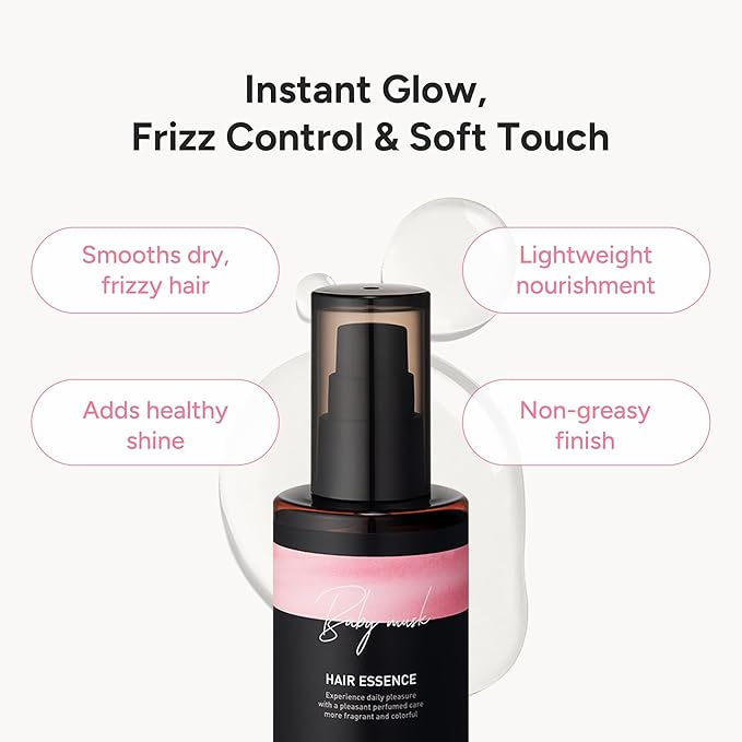 Perfumed Hair Oil & Serum 2-in-1 – Korean Essence Oil for Frizzy, Dry, Damaged Hair & Glass Hair Shine – Argan Oil & Amino Acids – Sulfate & Paraben-Free – Baby Musk, 100ml / 3.38 fl oz