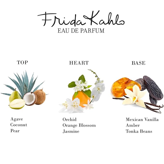 Frida Kahlo Blue Eau de Parfum for Women – Floral Gourmand Fragrance with Agave, Coconut, Jasmine, Orange Blossom, Mexican Vanilla & Amber Long-Lasting Perfume – 1.7 oz Lacquered Bottle Made in USA
