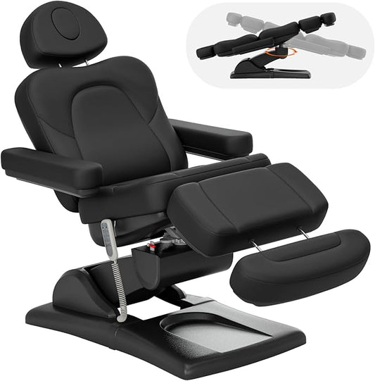 Paddie 360° Swivel Fully Electric Tattoo Chair 4 Motor with 20° Backward Tilt, Motorized Height & Angle Adjustable Massage Table Professional 660lbs, Headrest & Footrest Length Adjustable