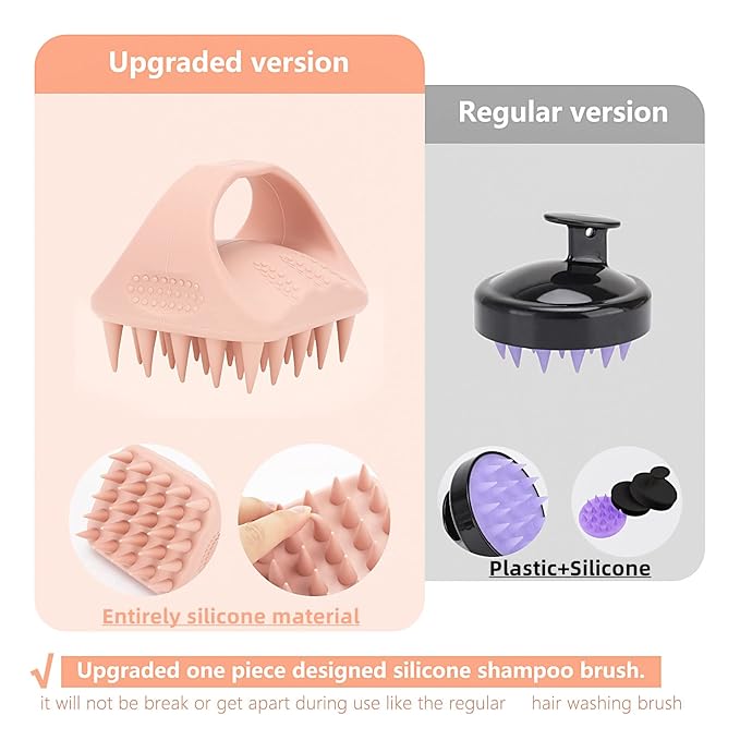 BTYMS 2 Pcs Solid Sillicone Scalp Massager Hair Shampoo Brush Scalp Scrubber Exfoliating Brush Hair Washing Brush Head Scrubber for Shower