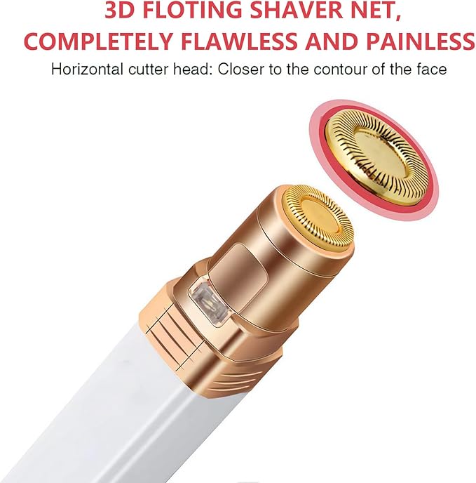 Facial Hair Remover, Women Facial Hair Removal Electric Facial Hair Trimmer Facial Hair Shaver Built-in Led Light for Lips Chin Cheeks Peach