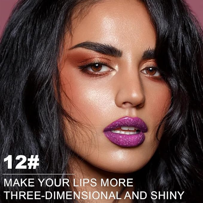 Kaely Glitter Metallic Lipstick, Shimmer Metallic Lipsticks for Women, High Pigmented Lip Gloss Long Lasting Waterproof Smudge Proof 24 Hour, Halloween Makeup, Vegan & Cruelty-Free, 12