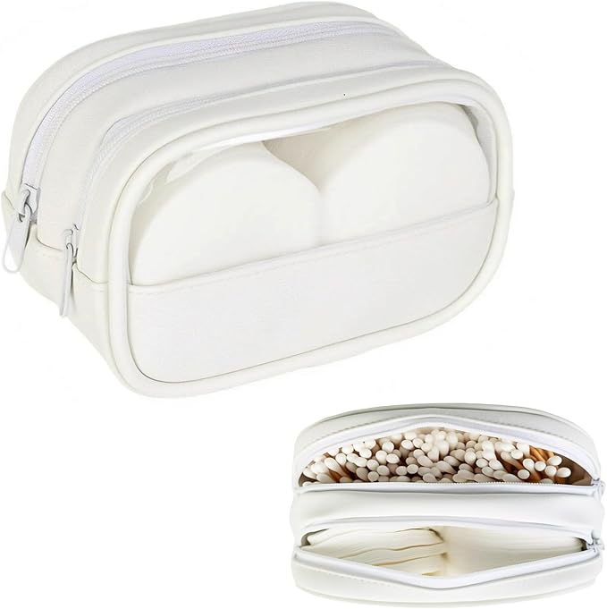 Portable Cotton Round Swab Organizer Case,2 in 1 Travel Cotton Pad Qtip Holder,Portable Storage Case for Floss Picks,Hair Tie Organizer,Bathroom Storage Organizer Qtip Dispenser Swabs Dispenser