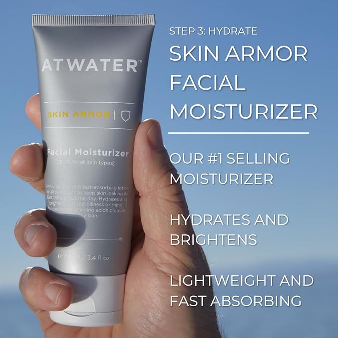 ATWATER Midnight Voyage Holiday 2025 Gift Set – 3-Piece Men’s Skincare Kit with Face Scrub, Eye Cream & Moisturizer, Limited-Edition Skincare Gift Box for Travel & Daily Hydration Routine