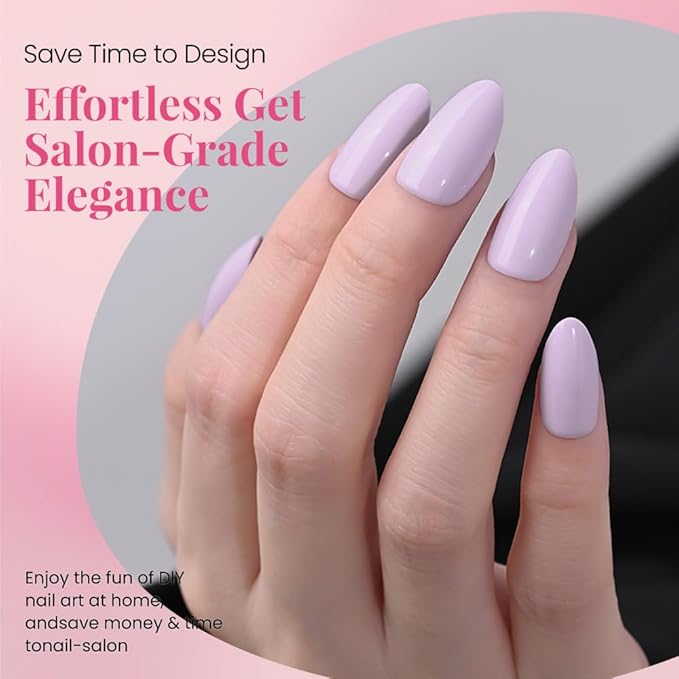 evpct Glossy Press on Nails Short Almond Short for Women, Orchid Purple Fake Nail with Glue Salon Quality Reusable Stick on Nails In 15 Sizes 30Pcs Full Cover False Nail Soft Gel Set Kit for Gift, 07