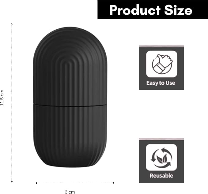 CrafTreat Ice Roller for Face, Eyes & Neck – Reusable Silicone Ice Mold for De-Puffing, Skin Care & Facial Massage (Black)
