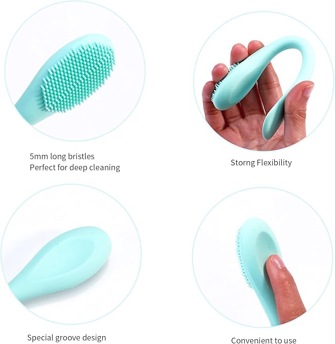 MSQ Silicone Face Mask Brush, Soft Facial Cleansing Scrubber, 2 Pack Double-End Facial Mask Brush for Mud, Clay, Charcoal Mixed Mask, DIY, Skincare Applicator Tools (Orange)