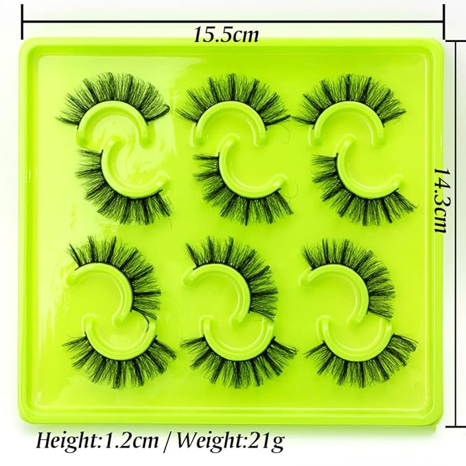 HBZGTLAD 6 Pairs Fluffy False Eyelashes Natural Faux Mink Strip 3D Lashes Pack(3DQG-104)