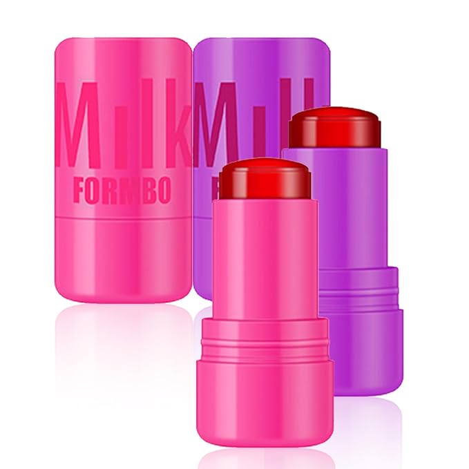 2 Pcs Milk Jelly Blush,Jelly Tint Blush Stick Stick (03#+04#)