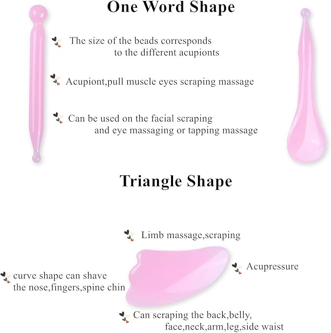 7 Pieces Gua Sha Scraping Massage Tool,Natural Resin GuaSha Tool Massage Tools Set for Face Back and Neck Release,Reduce Muscle Pain,with Storage Bag (Pink)