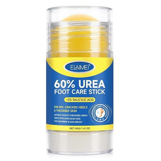 Bieyoc 60% Urea Cream with 2% Salicylic Acid, Urea Foot Cream Stick for Cracked Heels, Calluses and Rough Skin, Portable Foot Balm Stick No-Mess Applicator,1.41oz