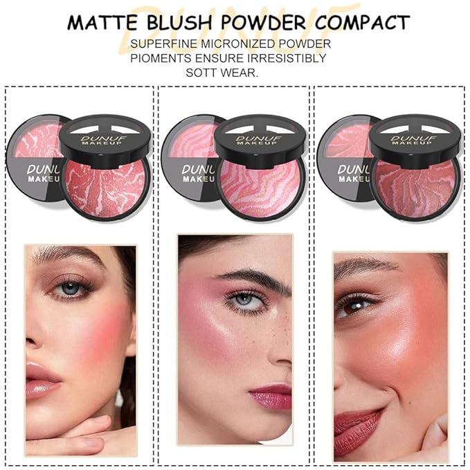 Baked Blush-n-Brighten Marbleized Blush, 2-in-1 Blush & Highlighter Hybrid - Pink Buttercream - Natural Finish, Buildable Color, (A02#, 1Pcs)