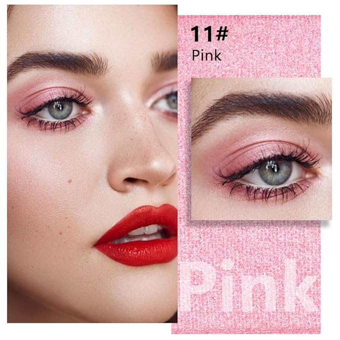 Kaely Pressed Single Eyeshadow Makeup, Pink Shimmer Highly Pigmented Monochrome Eye Shadow Palette, Waterproof Neutral Powder Mini Eyeshadow, sombras para ojos, Lightweight Blendable, 11