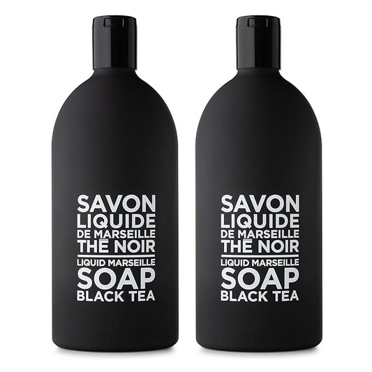 Compagnie de Provence Savon de Marseille Extra Pure Liquid Soap, Black Tea, Two 33.8 Fl Oz Plastic Bottle Refills
