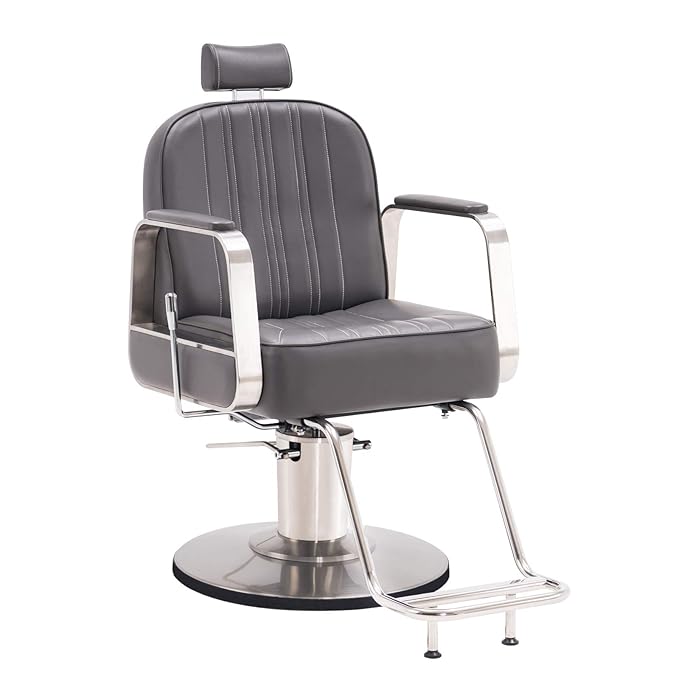 BarberPub Salon Chair for Hair Stylist, All Purpose Hydraulic Barber Styling Chair, Beauty Spa Equipment 8548 (Grey)