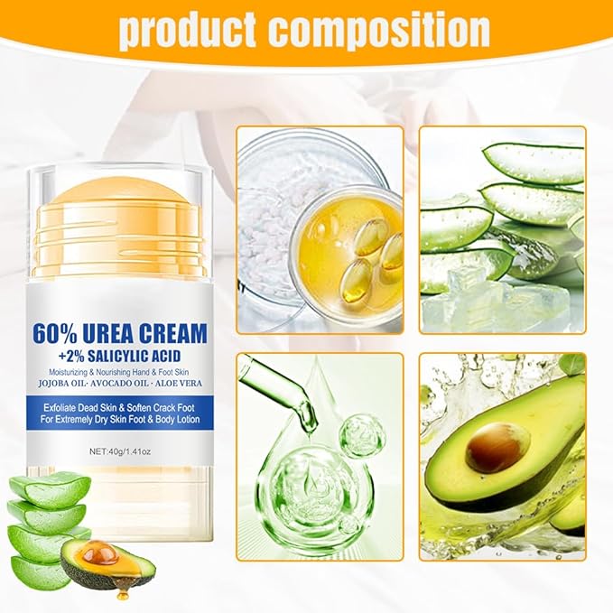 60% Urea Hydrating and Anti-Cracking Foot Cream, 2025 Upgraded Moisturising and Relieves Cracking and Dryness Foot Cream, Foot Lotion Heel Stick Repairs and Hydrates Dry and Cracked Feet and Hand (3)