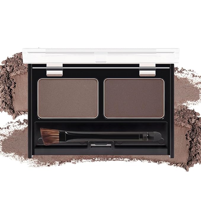 Eyebrow Powder Medium Brown Kit,Eye Brow Powder for Women with Double-ended Eyebrow Brush,Long-Lasting Waterproof Two Colors Brow Filler Get Full Defined Natural Brows,Brown Eyebrow Powder Makeup