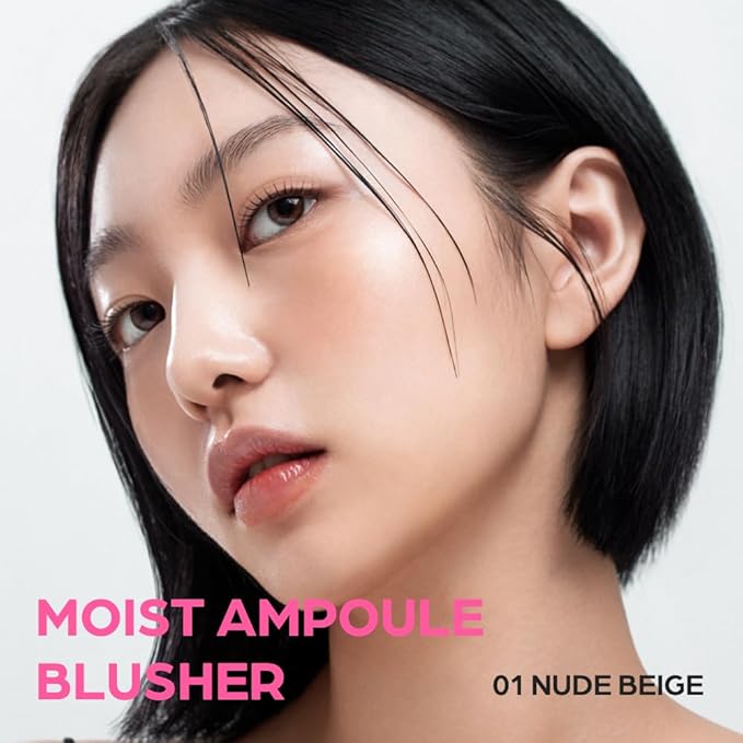 House of Hur Moist Ampoule Blusher with 50% Moisture Essence | Hydrating & Long-Lasting Blush | 0.68fl.oz (9 Shades) (Nude Beige)