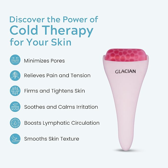 CRYO FACE Roller: Premium Ice Roller for Face Lift, Wrinkles, Double Chin Reducer, Self Care Gifts, Skin Care Tools, Radiant Glow (White)