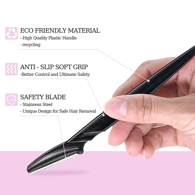 40pcs Eyebrow Razor for Women, Newbie Friendly Dermaplane Razor, Face Razors and Shaver Dermaplaning with Protective Covers (Black)