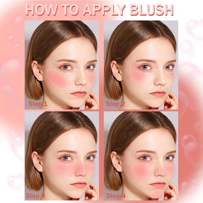 Blush for Cheeks Makeup Palette, Natural Matte Cream Powder Single Blushes for Eye and Cheek,Buildable Long-Lasting Color,Vegan & Cruelty-Free,Everyday Makeup Look for Women,#04-Watermelon Pink