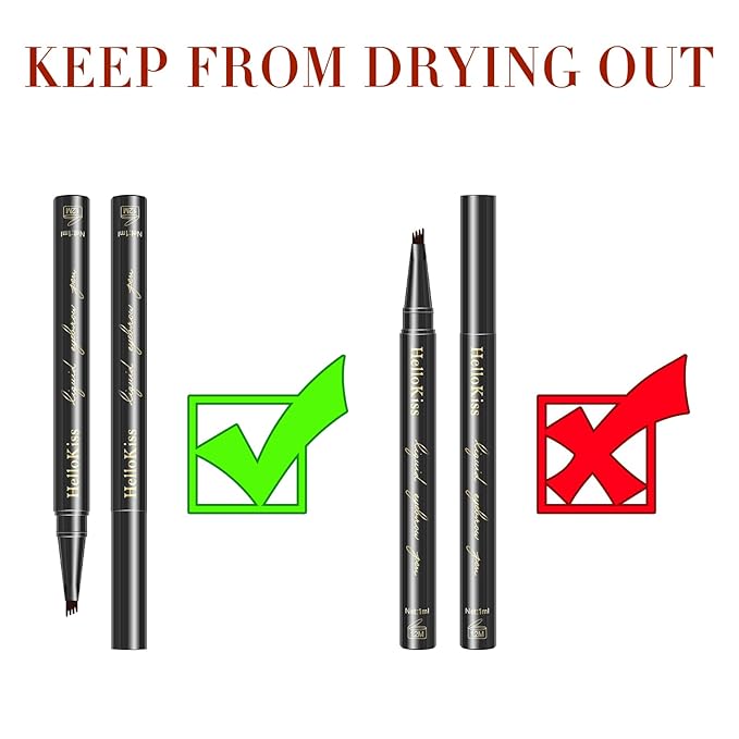 Eyebrow Pencil Dark Brown, Waterproof Microblade Eyebrow Pen 4 Fork Tip Pencils, Smudge Proof Brow Pen Long Lasting Liquid Brow Eyebrow Marker Pens that Looks Like Hair