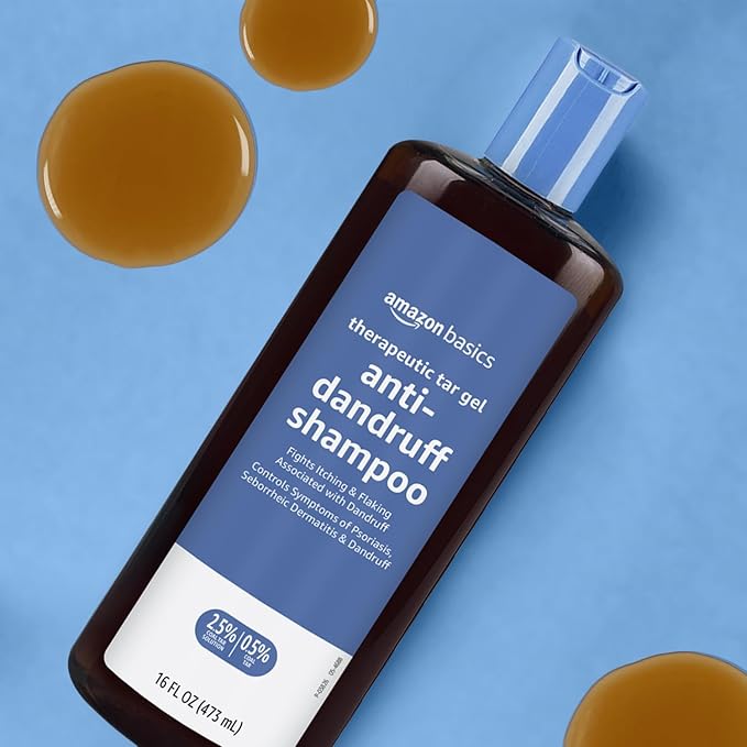 Amazon Basics Therapeutic Plus Coal Tar Anti-Dandruff Shampoo 0.5% Coal Tar, 16 Fl Oz, Pack of 1