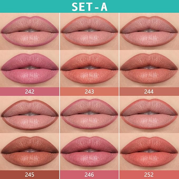 6 Pcs Ultra Silky Lip Liner Lipstick Pencils Set for Shaping & Sculpting Lips, Creamy Matte Velvet Pigmented Crayon (6Pcs-Matte Creamy Smoothly-A, Pack of 1)