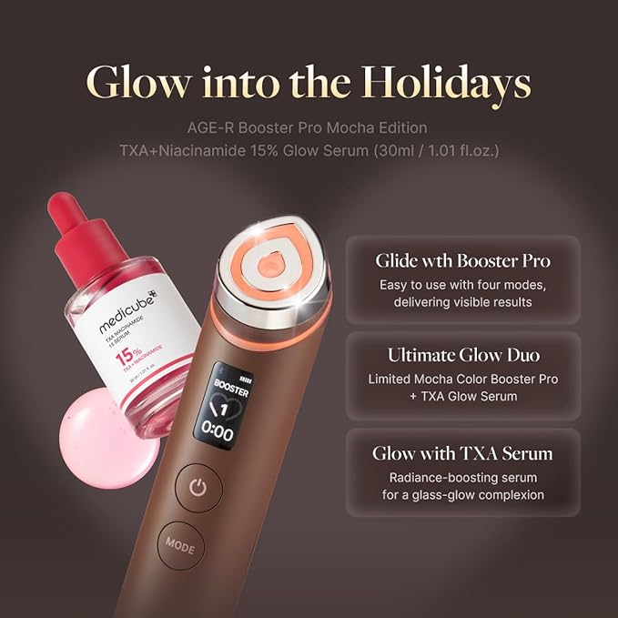 medicube Booster Pro Holiday Gift Set, Amazon Exclusive | Limited Mocha Booster Pro + TXA Niacinamide Serum | Gift for Women & Men | Perfect for Holiday Gifting & Self Care | Korean Skin Care Kit