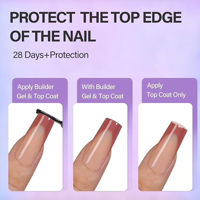 Vansiho French Gel Nails Kit - Long Square French Tip Press on Nails Kit, Nail Gel and Nail Lamp for Gift and Nail Art DIY