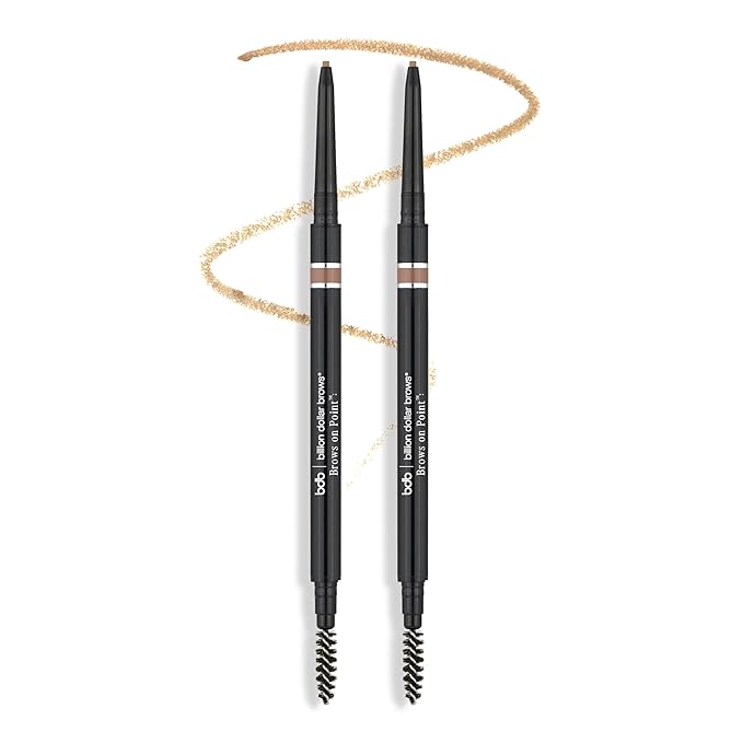 bdb Brows on Point Micro Brow Pencil - Precision Tip & Spoolie, Waterproof, Define, Shape & Fill Brows, Blonde, 2-Pack